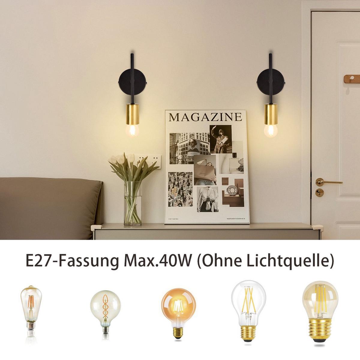 WANDLEUCHTE Qyxxh 10.0/12.0/22.5 cm - Schwarz, Metall (10/12/22.5cm) - ZMH