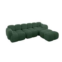 ECKSOFA modulares Sofa Rechts Miko-L2 302x205x75 Grün Cord - Waldgrün/Schwarz, Holzwerkstoff/Kunststoff (302/205cm) - ALTDECOR