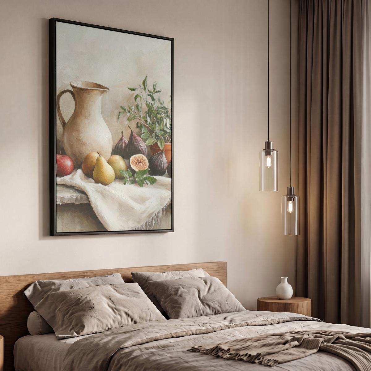 LEINWAND Bilder mit Rahmen - Obst - Kräuter - Ländlich - 60x90 - Naturfarben, Textil (60/90cm) - MuchoWow