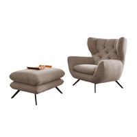 SESSEL CHARME Taupe Cord - Taupe/Schwarz, Textil/Metall (100/106/95cm) - KAWOLA