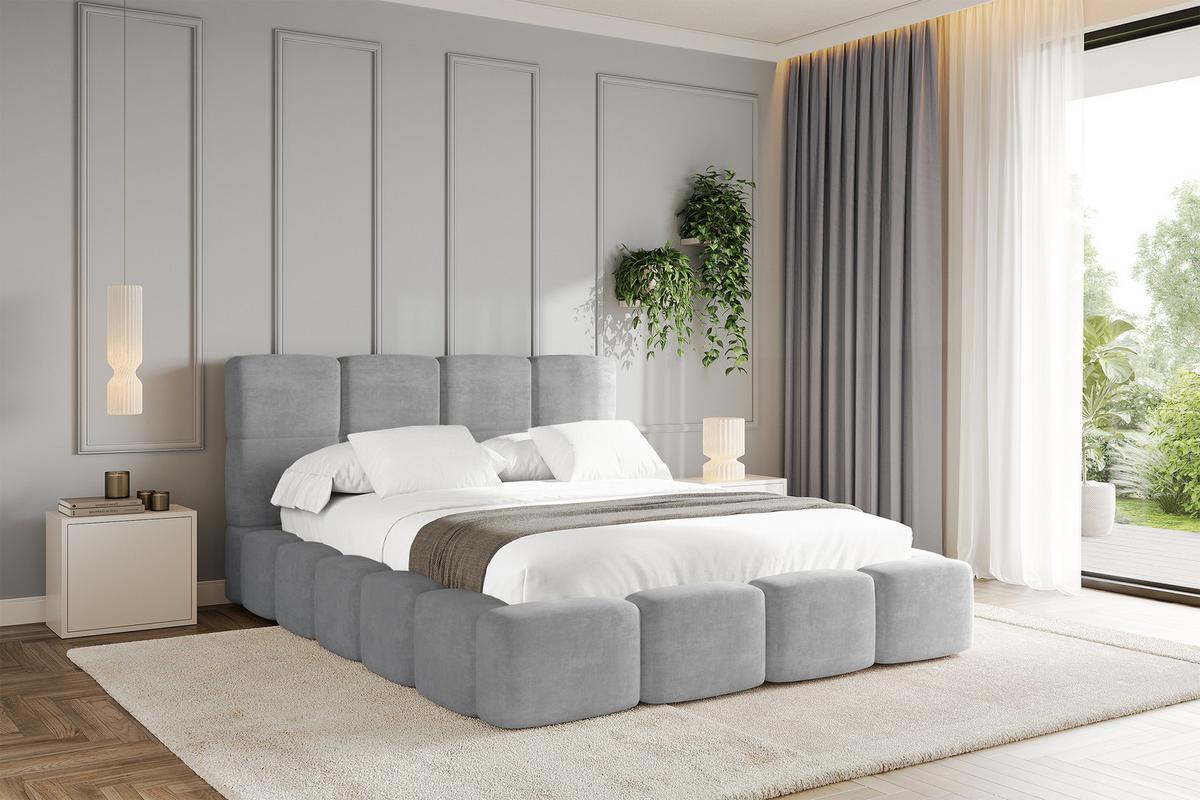 POLSTERBETT mit Bettkasten und Lattenrost, Bett mit Kopfteil, Boxbett ohne Matratze, Doppelbett mit Stauraum - NATA 120x200 Grau - Anthrazit, Holzwerkstoff/Textil (120/200cm) - ALTDECOR