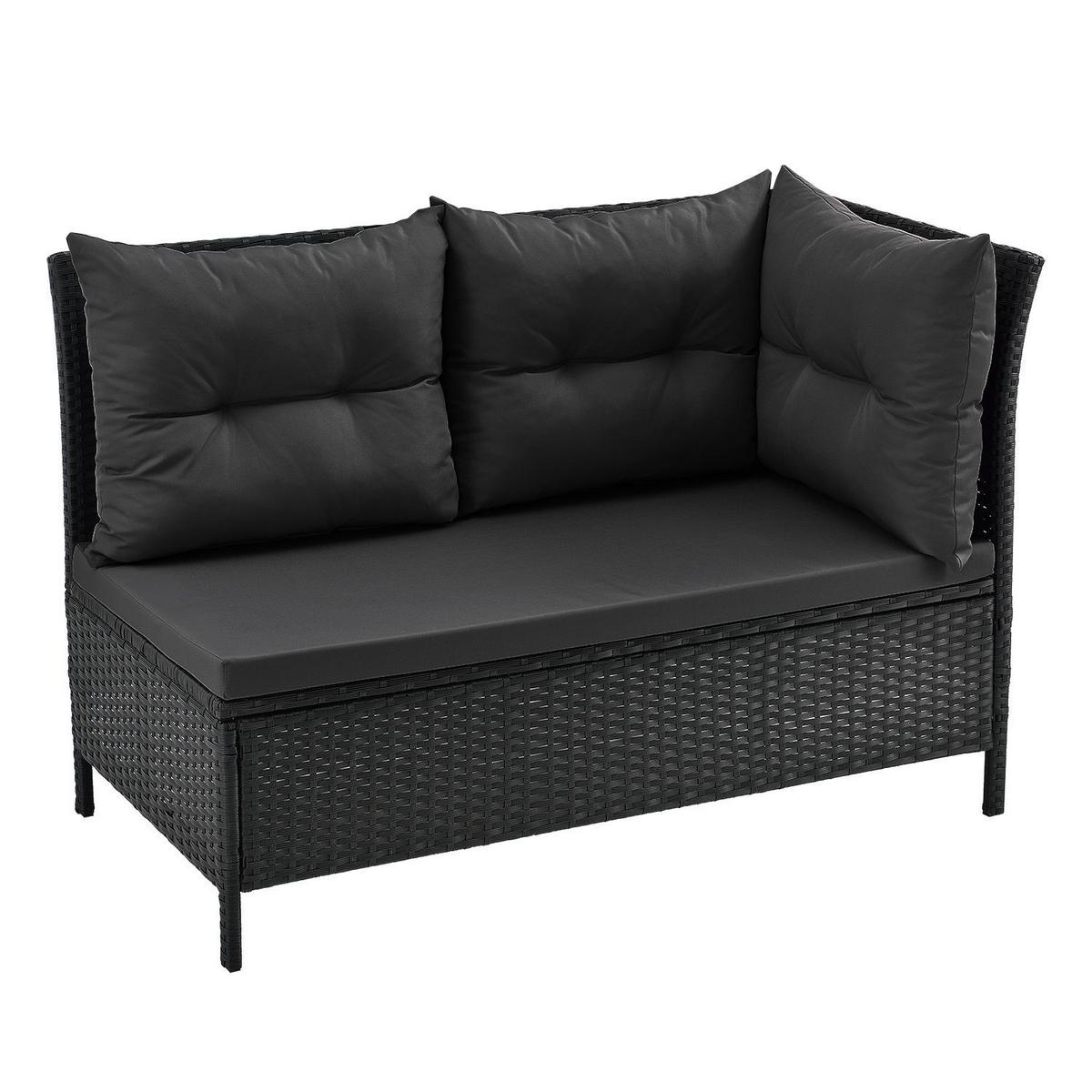 LOUNGEGARNITUR Manacor schwarz, dunkelgrau - Dunkelgrau, Kunststoff/Metall - Juskys