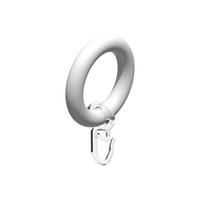 RUNDRINGE MIT FALTENHAKEN FÜR GARDINENSTANGEN 20 mm Ø, Weiß, Packung 10 Stück - Weiß, Holz (20cm) - INTERDECO