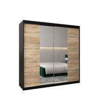 SCHWEBETÜRENSCHRANK 200/200/62 2-türig - Silberfarben/Schwarz, Holz/Kunststoff (200/200/62cm) - MÖBEL KRYSPOL