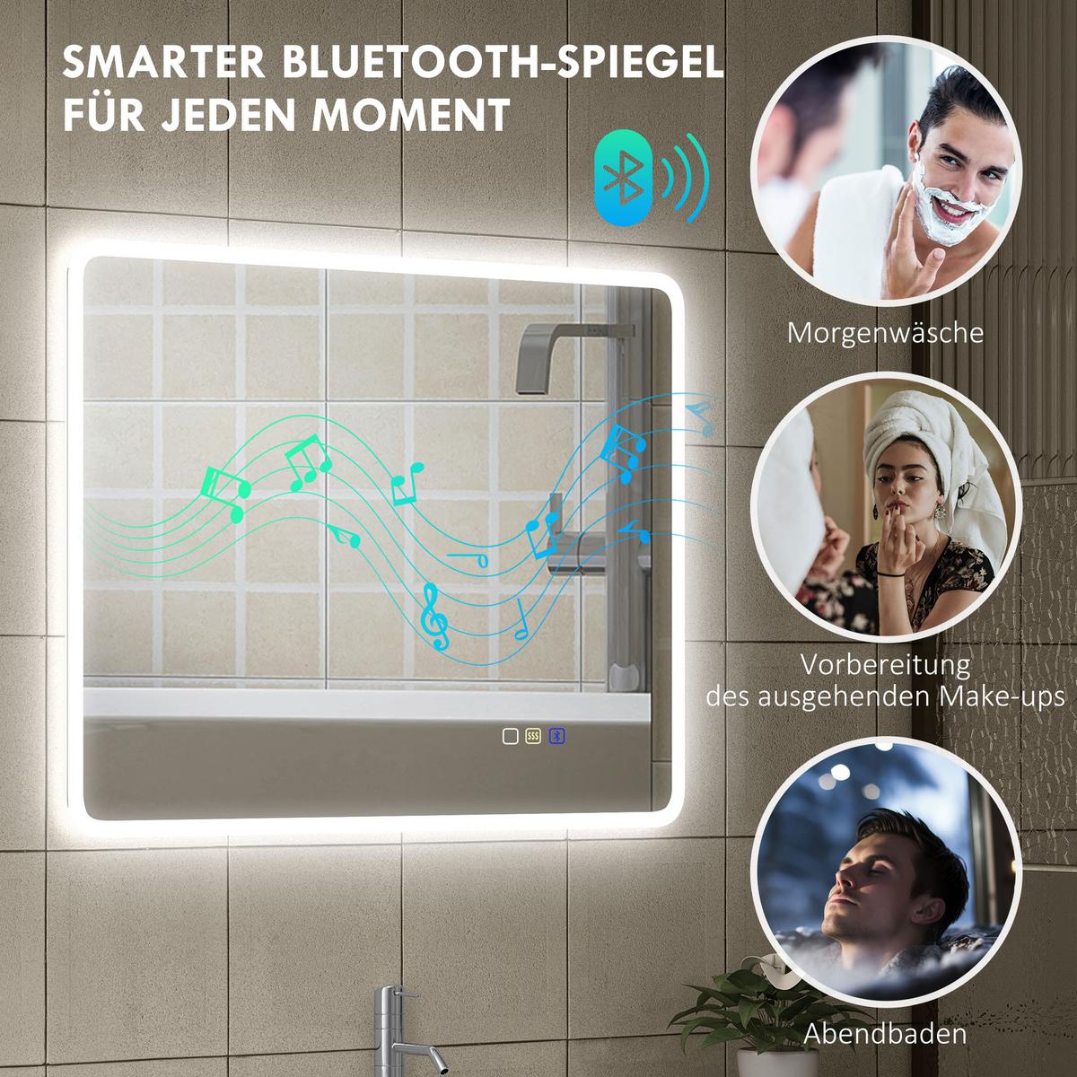 BADSPIEGEL Gehärtetes Glas Silber - Silberfarben, Glas (3.5/70/90cm) - HOMCOM