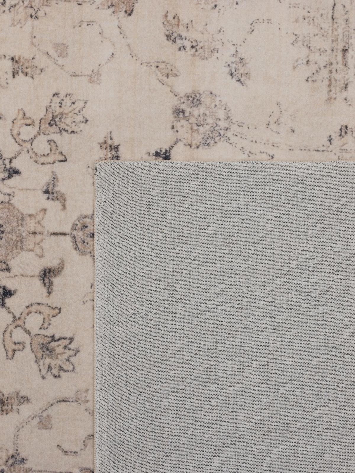 TEPPICH Kurzflor, waschbar, mit floralen Ornamenten, aus Polyester, VERNANTE in Beige-Grau, 240 x 340 cm - Beige, Textil (240/340cm) - KADIMA DESIGN