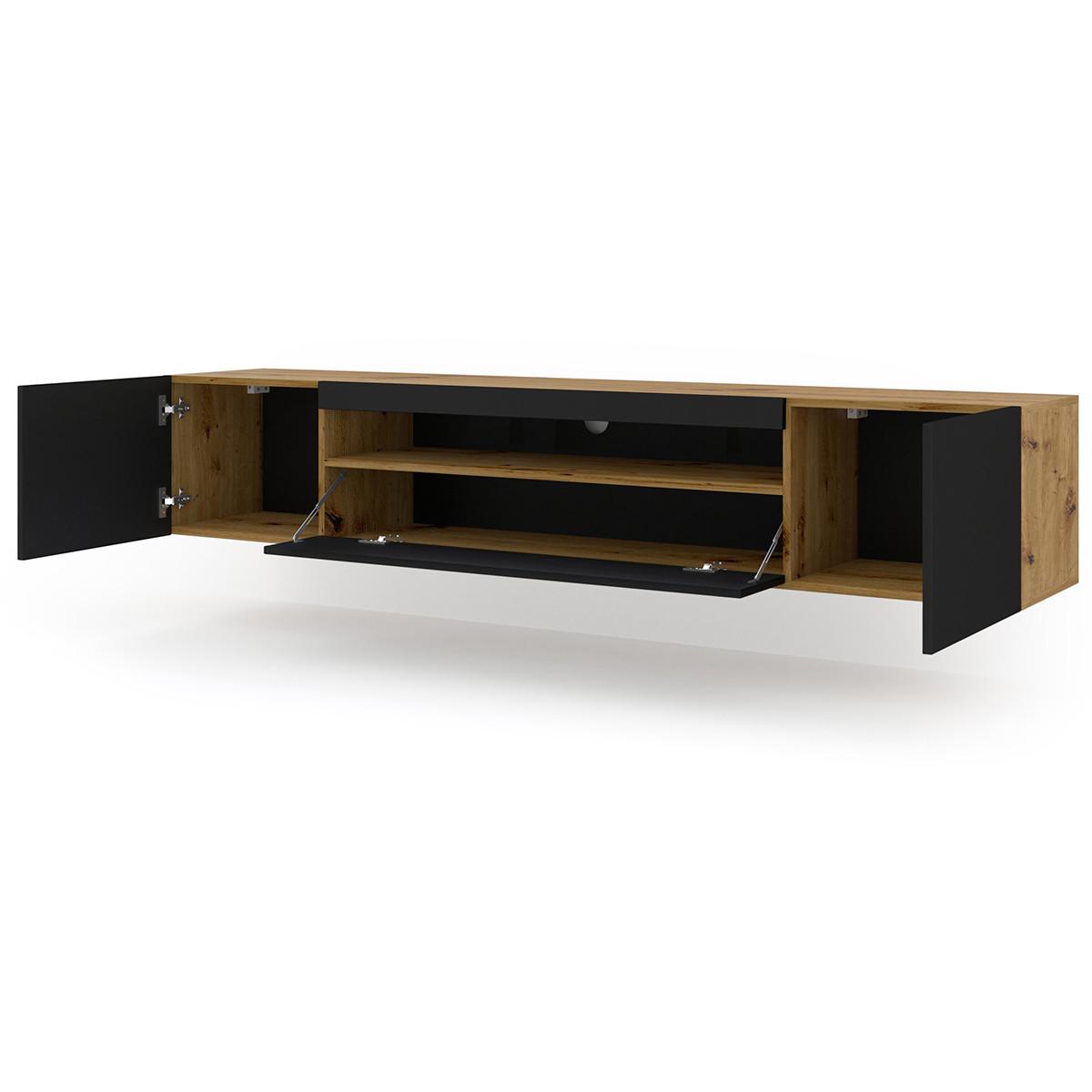 TV-MÖBEL Aurus Holz und Schwarz - Schwarz, Holzwerkstoff (200/36/37cm) - Petits-meubles