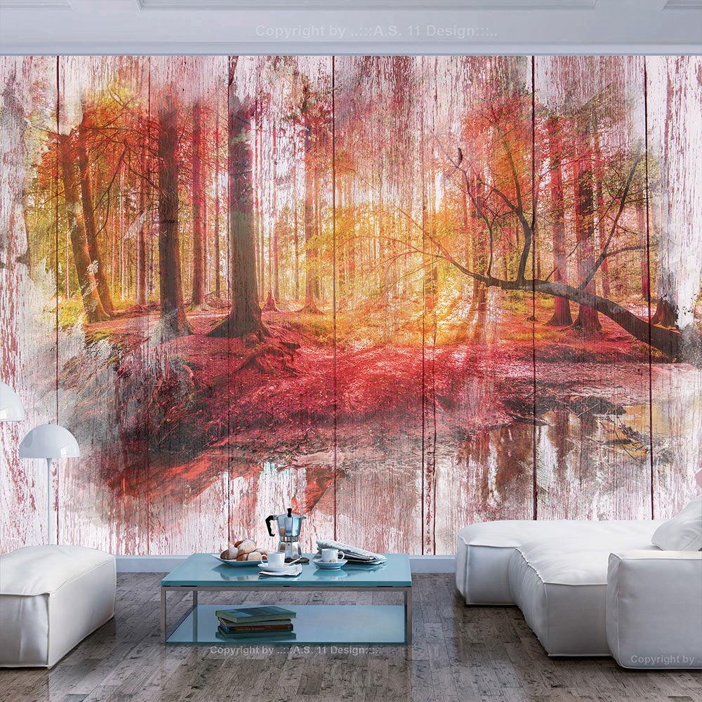 SELBSTKLEBENDE FOTOTAPETE 441/315 cm - Rot/Grau, Kunststoff/Textil (441/1cm) - KUNSTLOFT