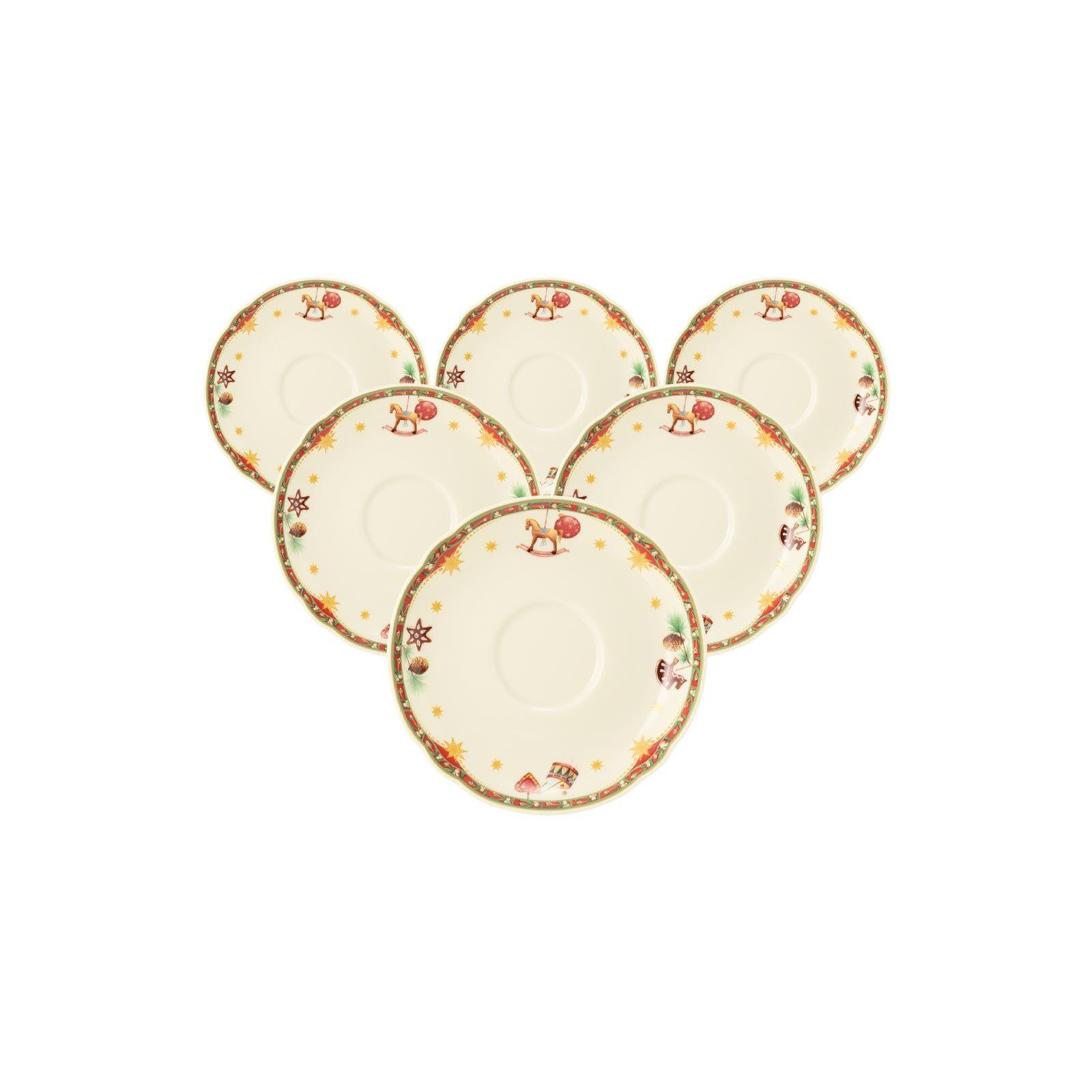 TEEUNTERTASSEN Marieluise Weihnachtsnostalgie creme ø 13 cm 6er Set - Creme, Keramik (13cm) - Seltmann Weiden
