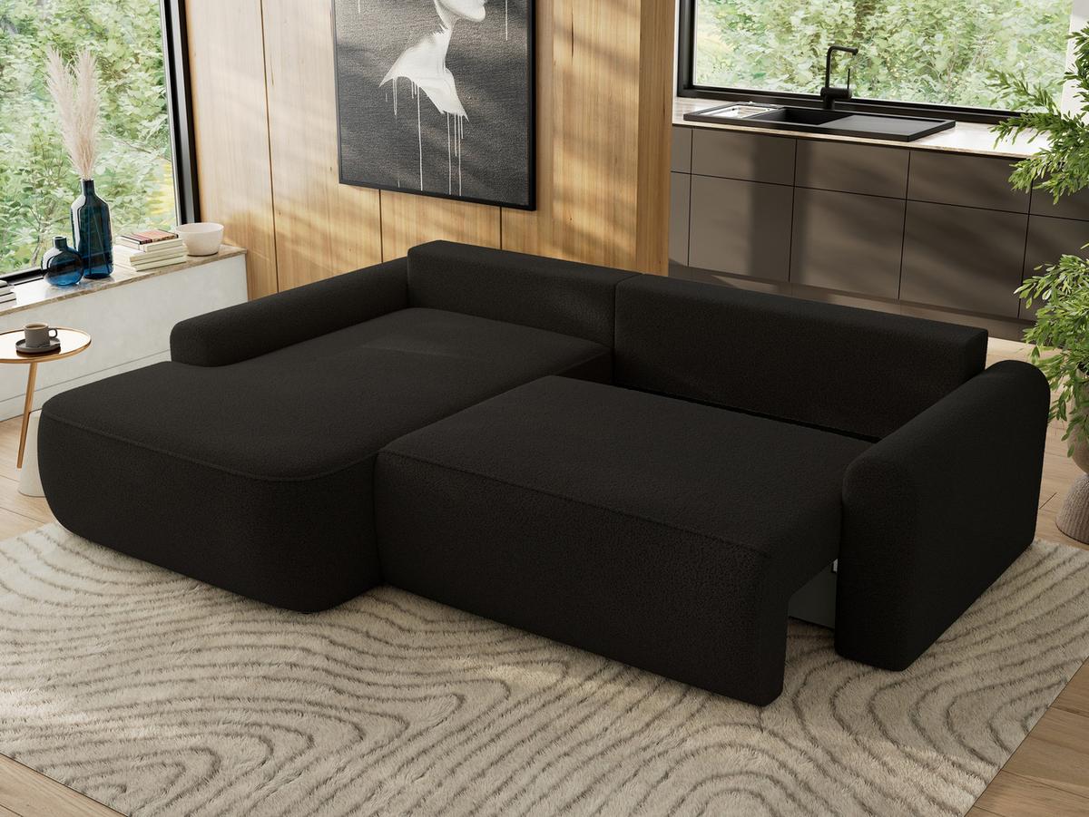 ECKSCHLAFSOFA CUBO L Schwarz Boucle - links - Schwarz, Kunststoff/Textil (273/187cm) - MKS