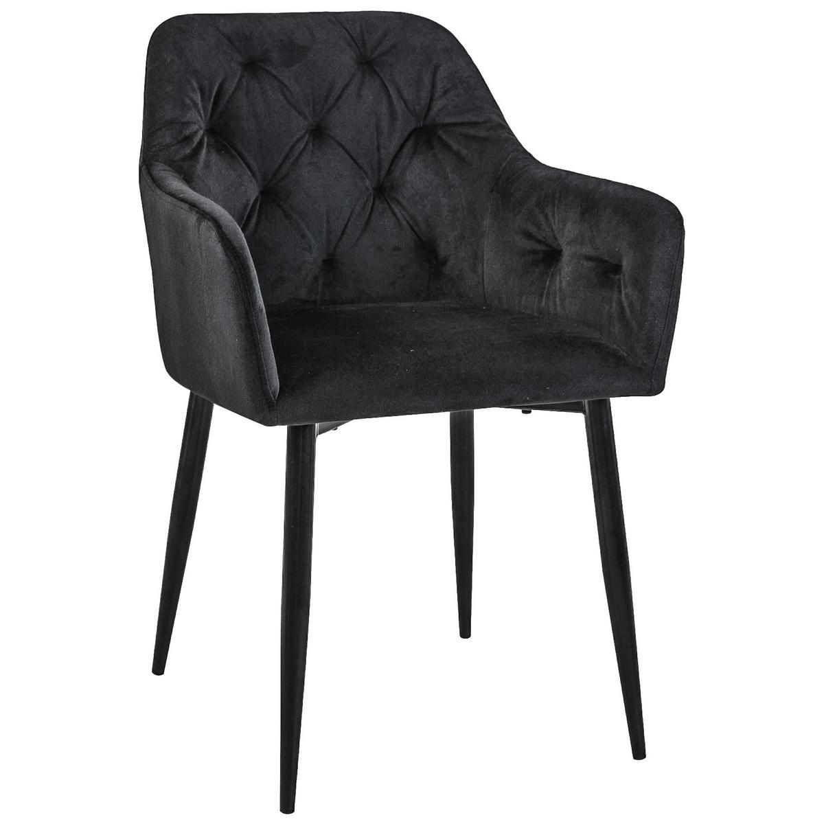 POLSTERSTUHL 2er Set, Metallbeine Schwarz 55/81/58,5 - Schwarz, Textil (55/81/59cm) - RAUMHIRSCH FURNITURE