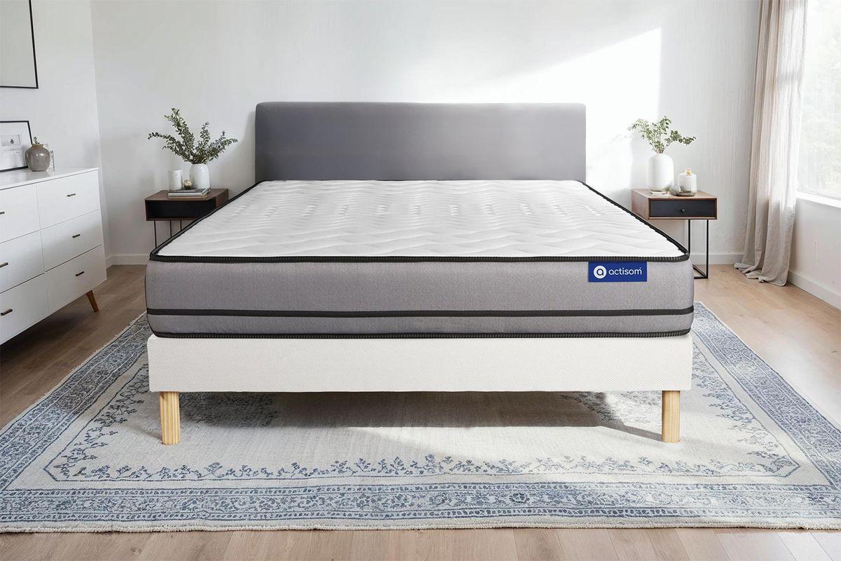 BETT Actilatex night Latex und Memory-Schaum 80 x 200 cm h4 - Kit Bettgestell Weiß - Beige/Weiß, Karton/Holz (80/200cm) - ACTISOM