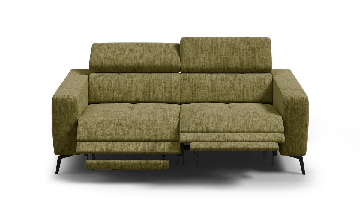 RELAXSOFA MORELLO 3-Sitzer, olive, 2 x Relax Zero Gravity - Olivgrün, Holz/Textil (206/82/103cm) - Wozimo