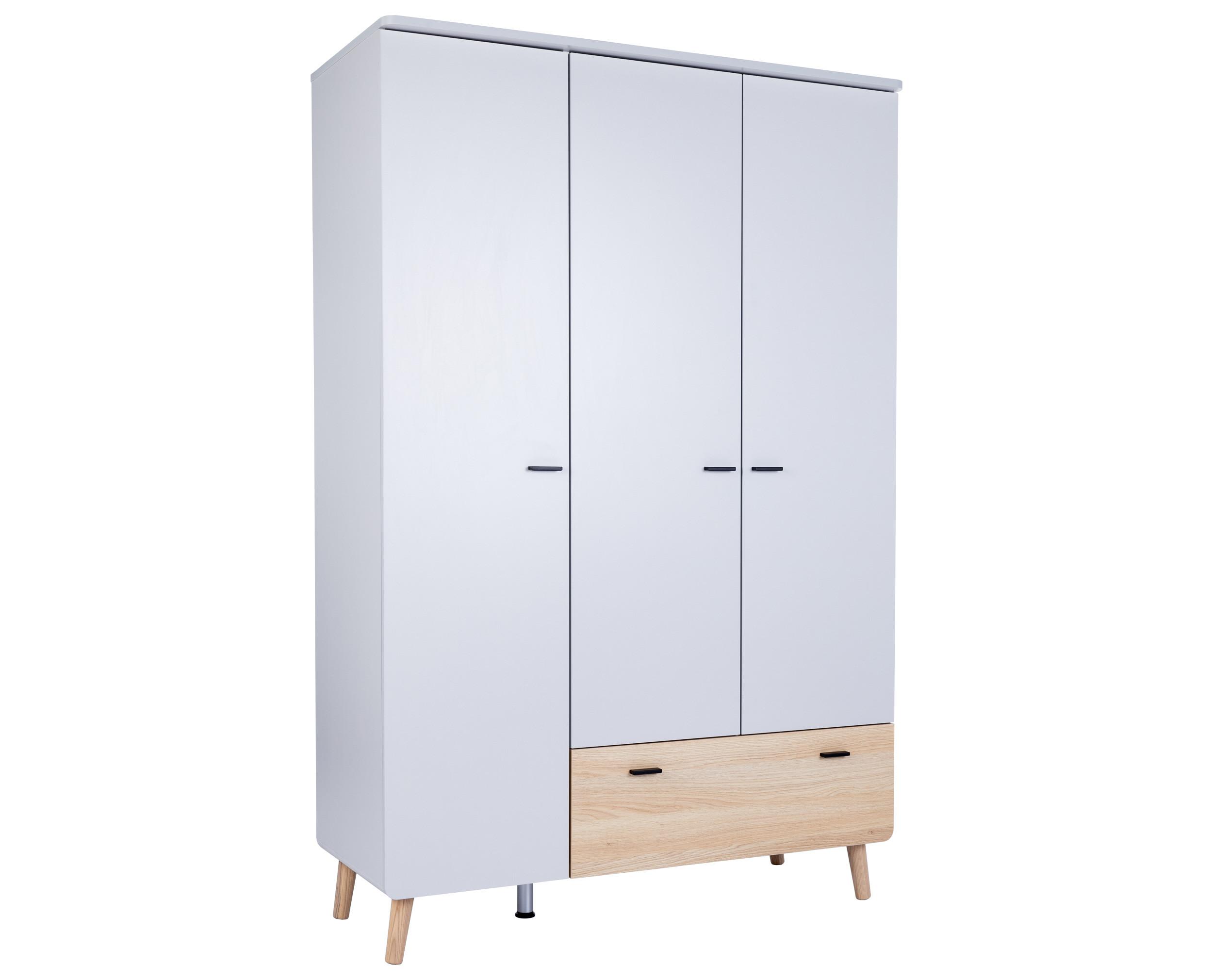 KLEIDERSCHRANK Lovis 3-türig - Eichefarben/Hellgrau, Holz/Holzwerkstoff (132/201/54cm) - arthur berndt