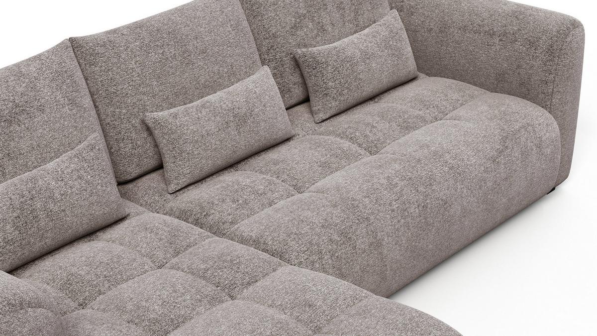 ECKSOFA SORENO 4-Sitzer, dunkelbeige - Beige/Schwarz, Holz/Textil (293/171cm) - Wozimo