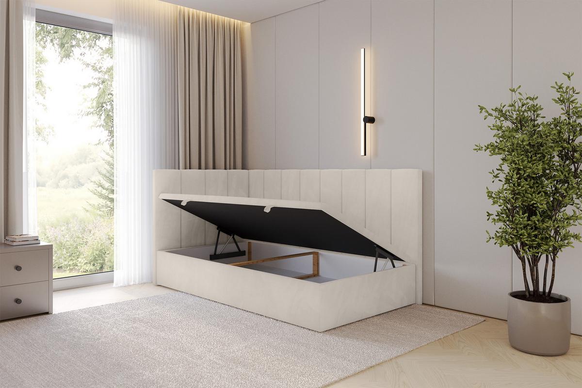 EINZELBETT Jugendbett mit Bettkasten Rechts, ohne Matratze - LOVY 90x200 Beige - Beige, Holzwerkstoff/Textil (90/200cm) - ALTDECOR