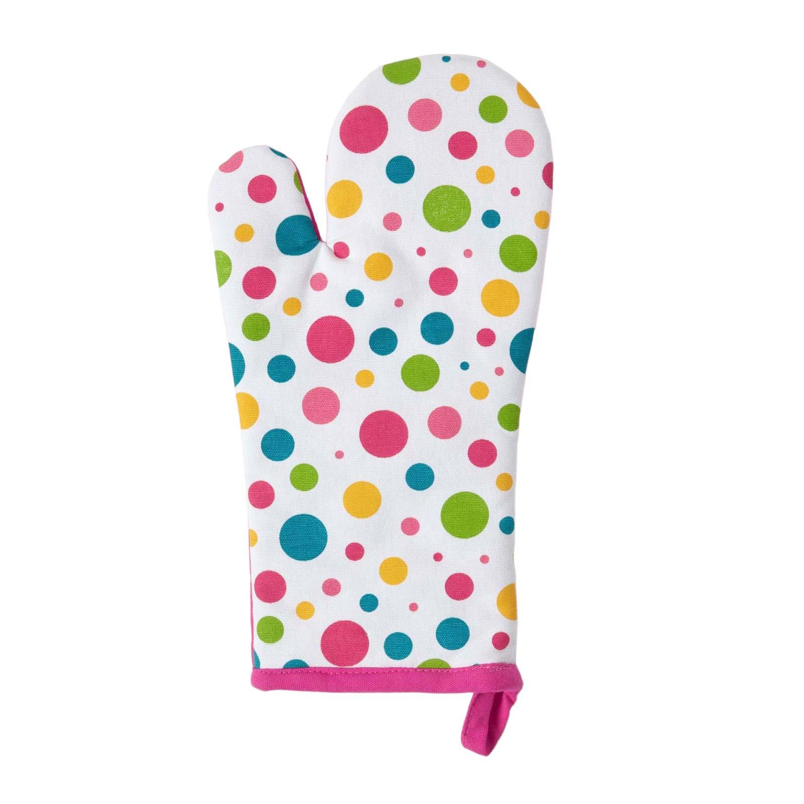 OFENHANDSCHUH Bunte Punkte 18/32 cm, Baumwolle wattiert - Pink, Textil (18/32cm) - Homescapes