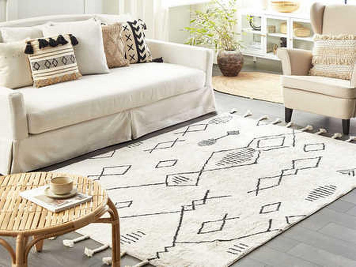 KURZFLOR-TEPPICH Kebir 230/160 cm - Weiß, Textil (160/230cm) - Beliani