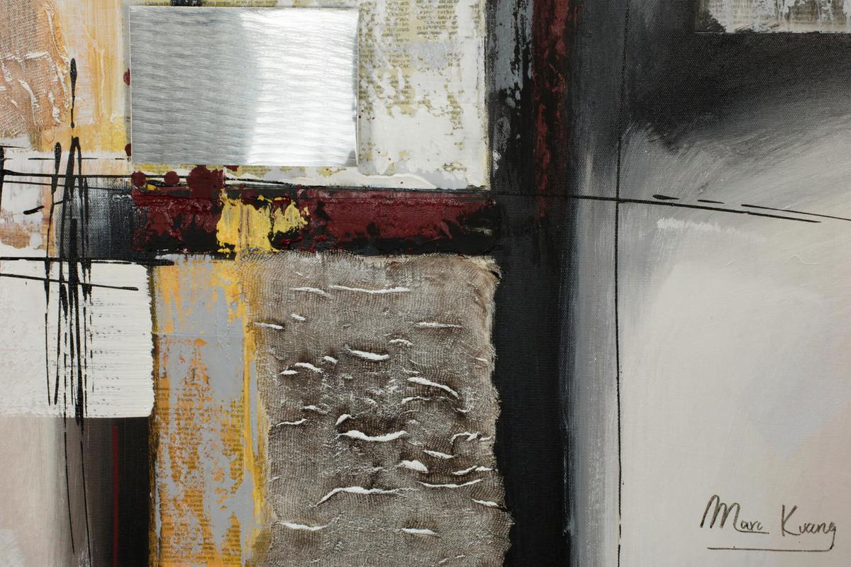 ACRYLBILD HANDGEMALT 80/80 cm - Beige/Grau, Holz/Textil (80/80cm) - KUNSTLOFT