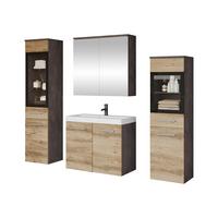 BADMÖBEL-SET Madrit II - Eichefarben/Silberfarben, Holzwerkstoff/Kunststoff (132/132/30cm) - MIRJAN24