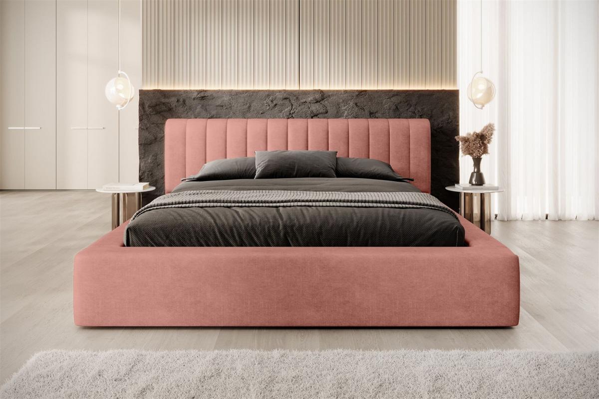 POLSTERBETT Peoria Stoff Macau - Rosa, Holzwerkstoff/Textil (140/200cm) - Fun Möbel