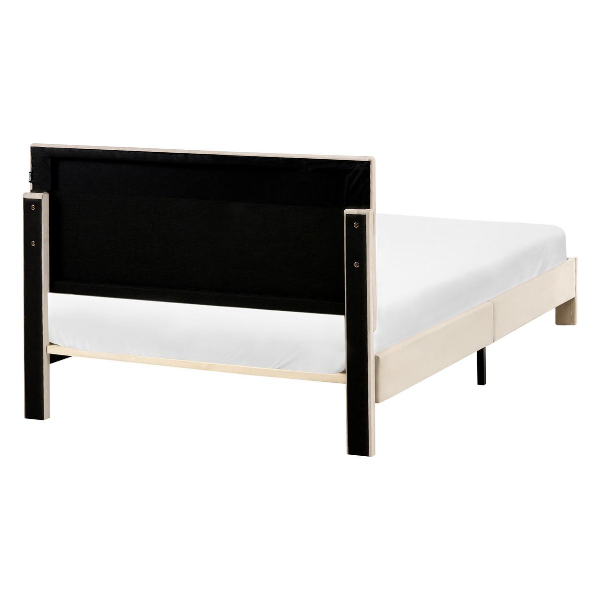 BETT mit Schubladen 120/200 cm Samtstoff Beige Lonzac - Beige, Textil (120/200cm) - Beliani