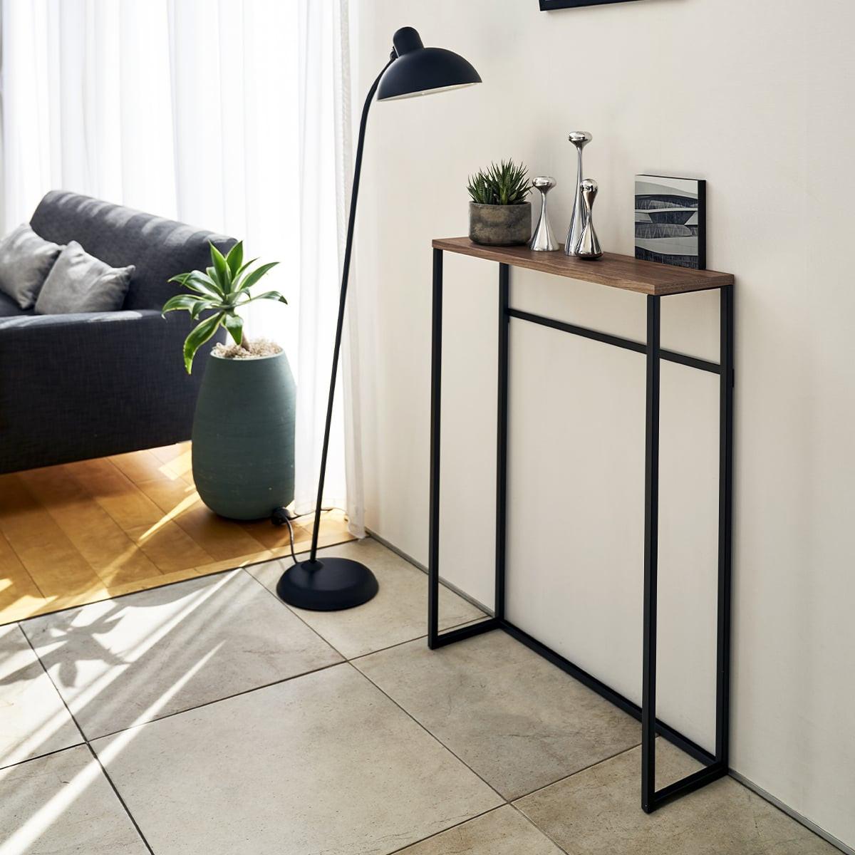 KONSOLENTISCH aus Metall und Holz - L60 cm - Schwarz, Metall (19/18.5/80.5cm) - Yamazaki