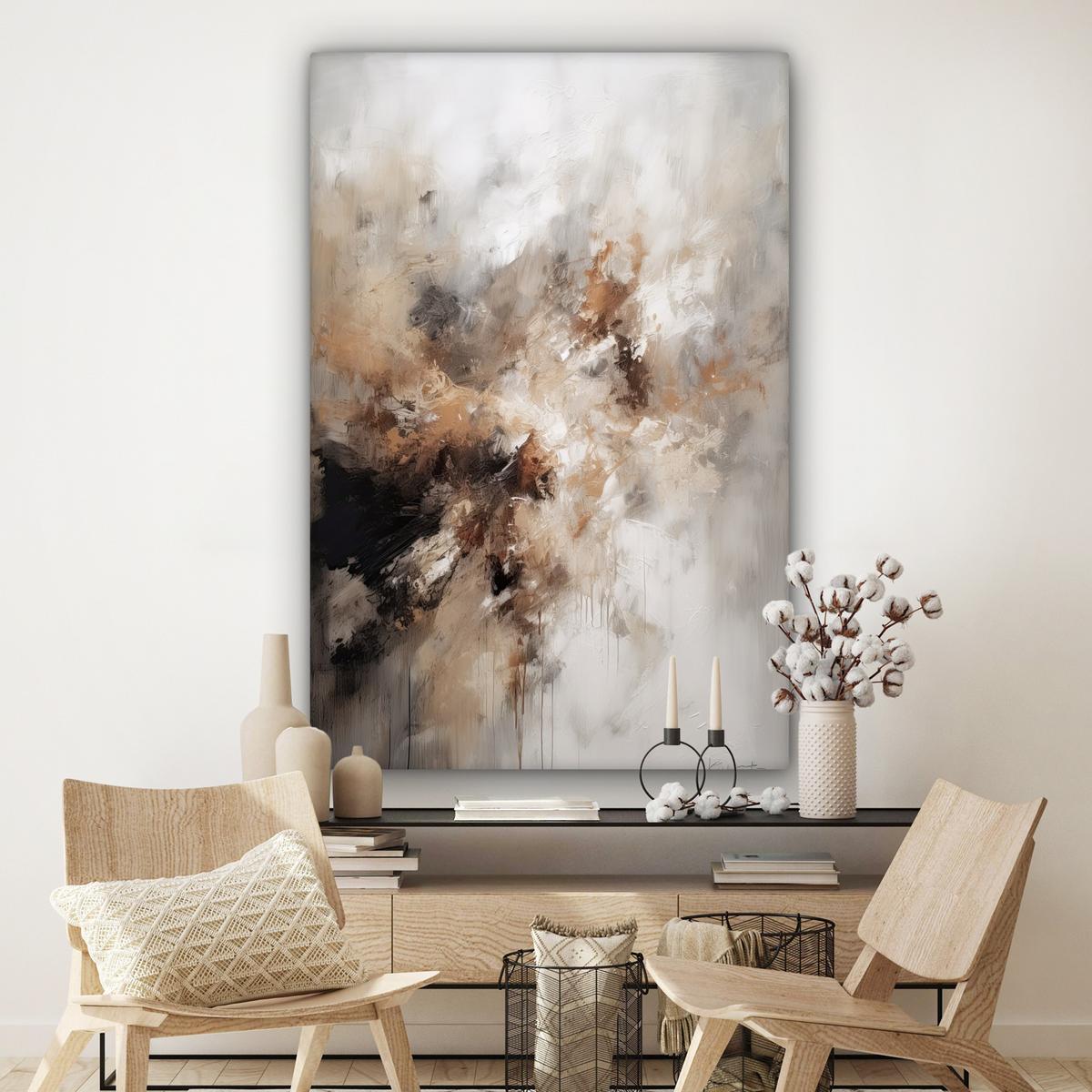 LEINWANDBILD Farbe - Abstrakt - Beige - Kunst Deko Groß 90x140 cm - Greige, Textil (90/140cm) - MuchoWow