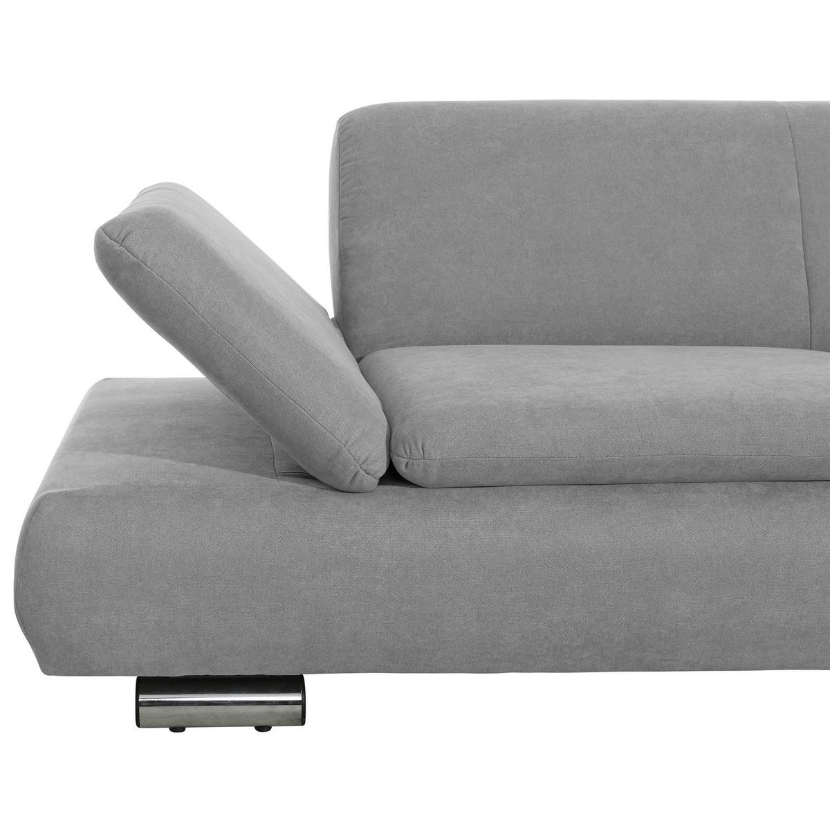ECKSOFA mit Ottomane rechts Kaye Flachgewebe hellgrau - Hellgrau, Kunststoff (190/270cm) - 58aufmkessel