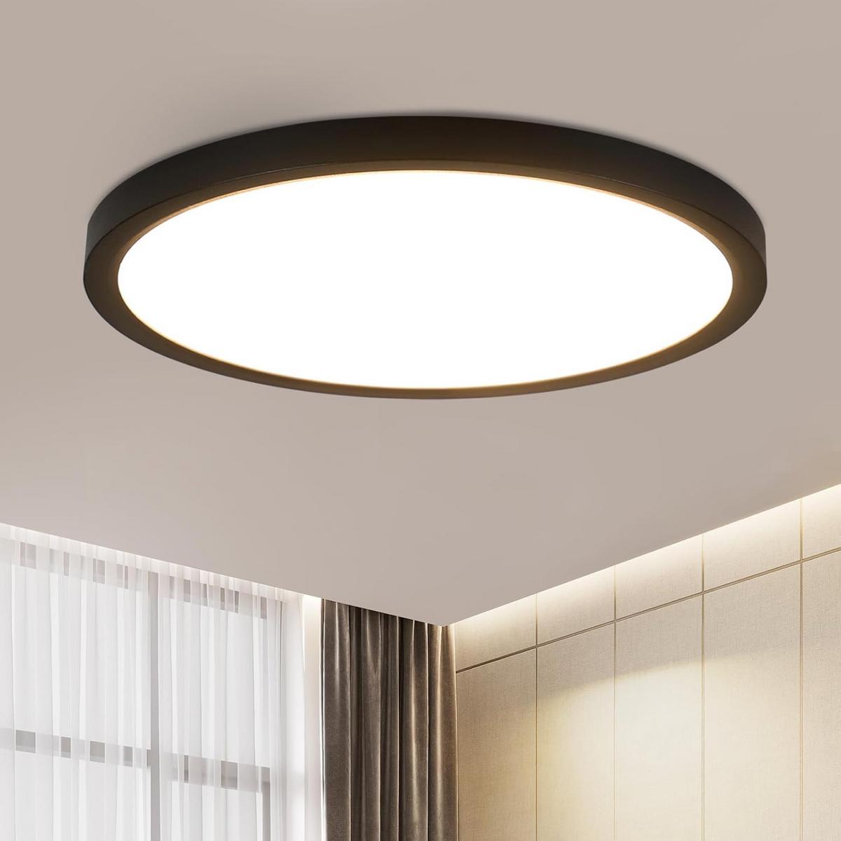 LED DECKENLEUCHTE Daphneira 30/30/2.4 cm - Schwarz, Kunststoff (30/30/2.4cm) - ZMH