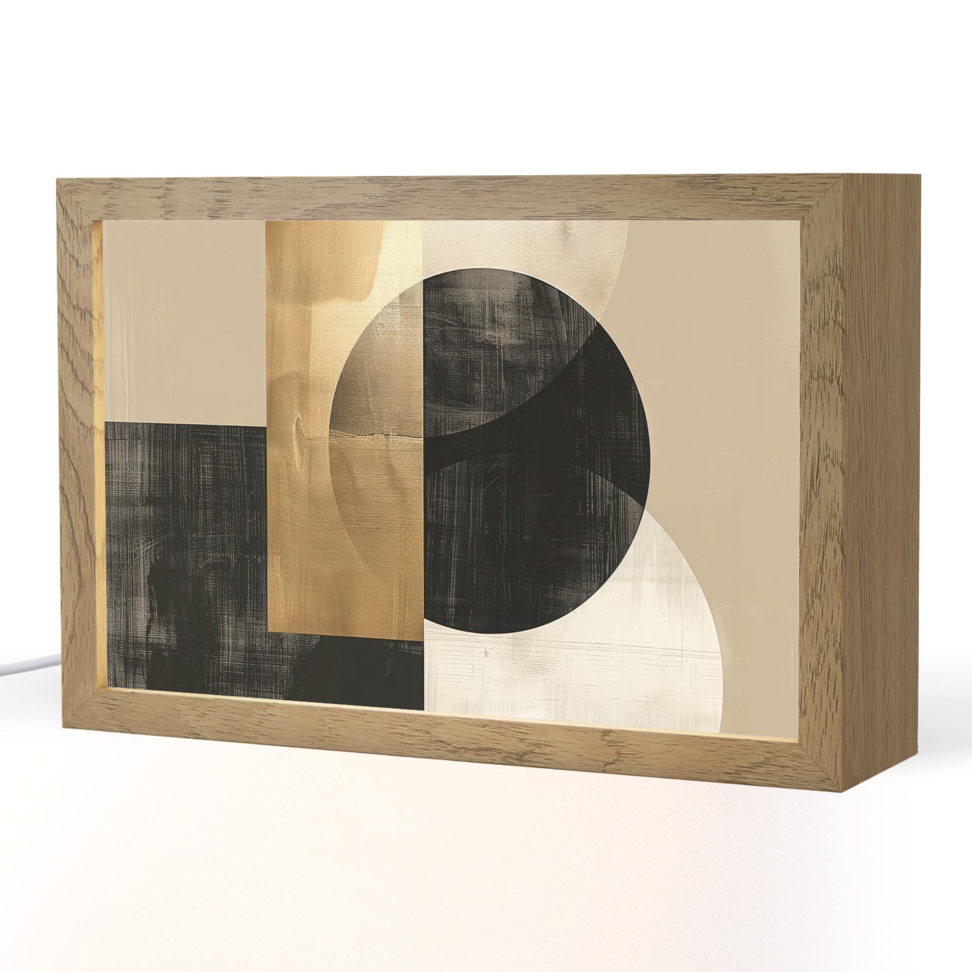 TISCHLEUCHTE Abstrakt - Modern - Schwarz - Gold 30x20 cm - Beige, Holzwerkstoff (8/30/20cm) - OnlyWow