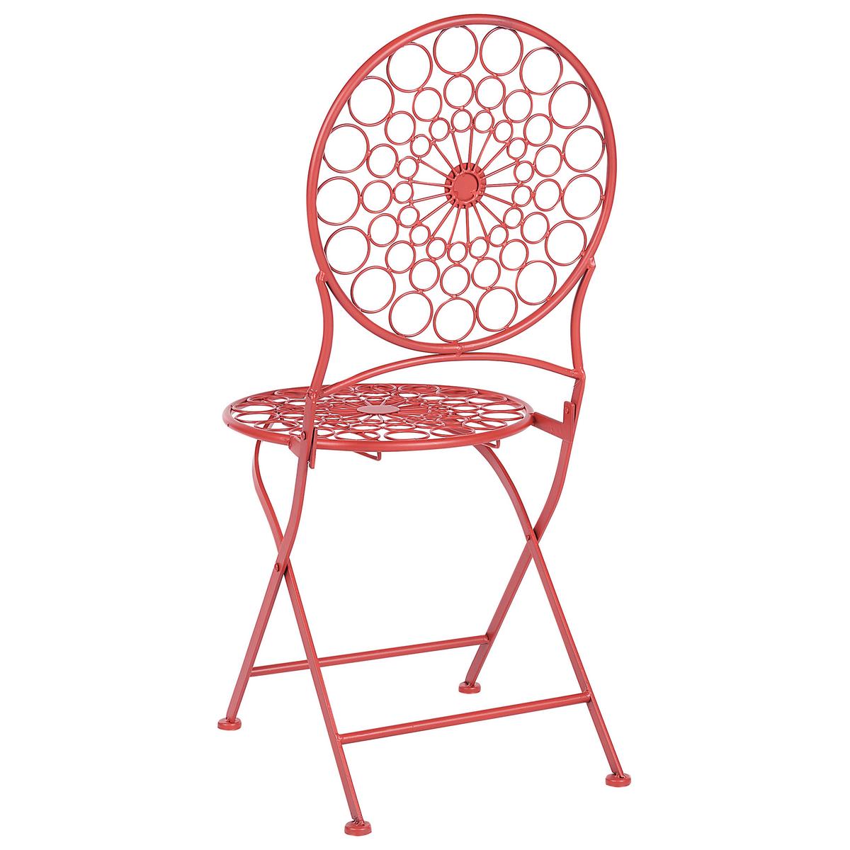 GARTENSTUHL 2er-Set Eisen rot Scario - Rot, Metall (40/94/47cm) - Beliani