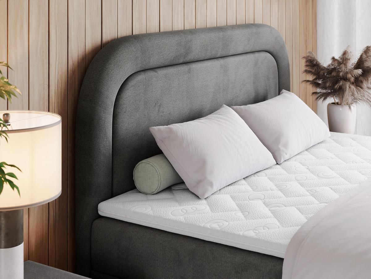BOXBETT EIRA 180/200 Dunkelgrau Velvet - H4 - Dunkelgrau/Silberfarben, Holz/Textil (180/200cm) - MKS