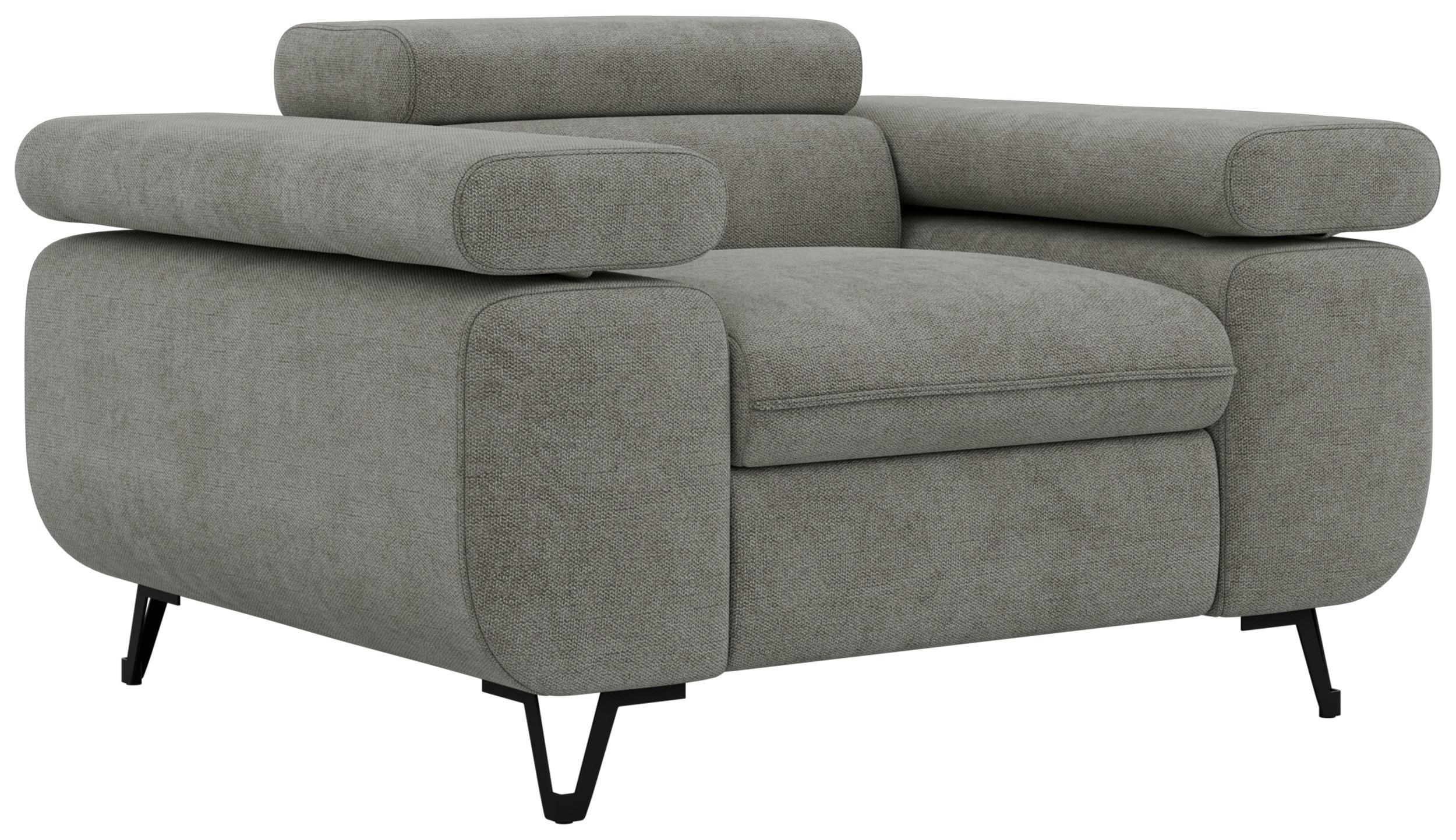 SESSEL PETER 1 - Grau Stukture - Graphitfarben/Schwarz, Textil/Metall (126/76/99cm) - MKS