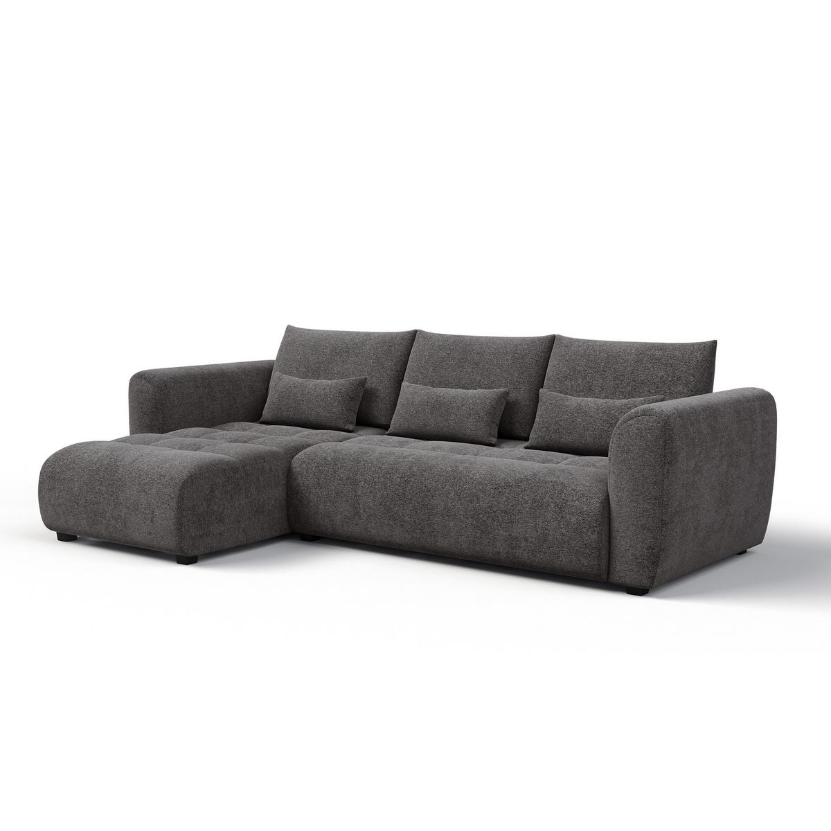 ECKSOFA SORENO 4-Sitzer, dunkelgrau - Dunkelgrau/Schwarz, Holz/Textil (293/171cm) - Wozimo