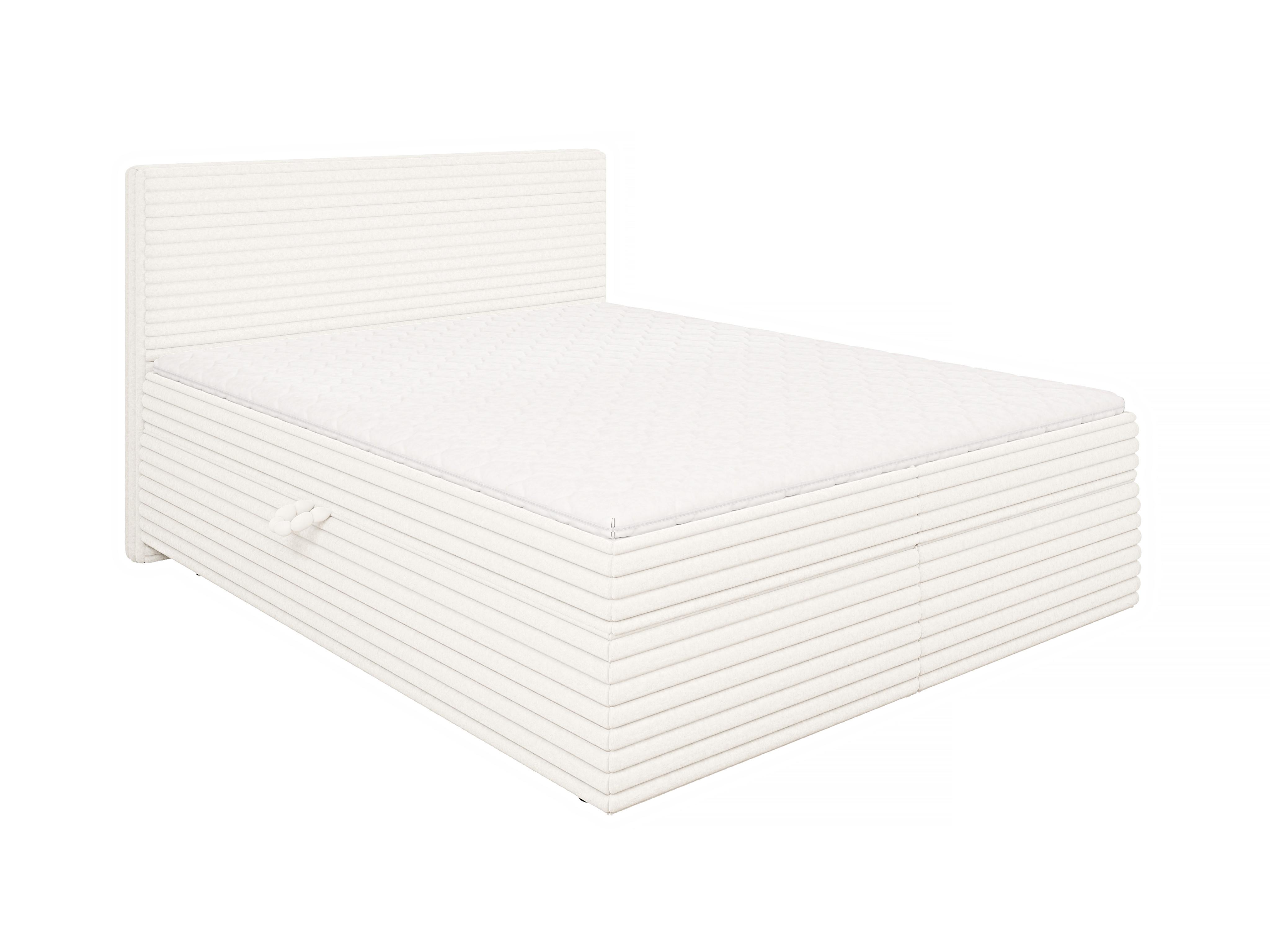 BOXBETT Roma 160/200 cm Hellbeige Plüschcord - Beige/Schwarz, Holz/Kunststoff (160/200cm) - S-Style