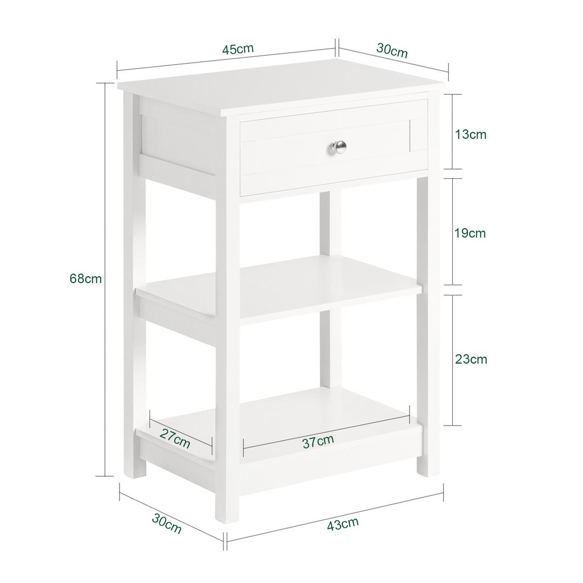 NACHTTISCH mit Schublade und zwei Ablagen FBT46-WX2 - Ahornfarben, Fell (45/68/30cm) - SoBuy
