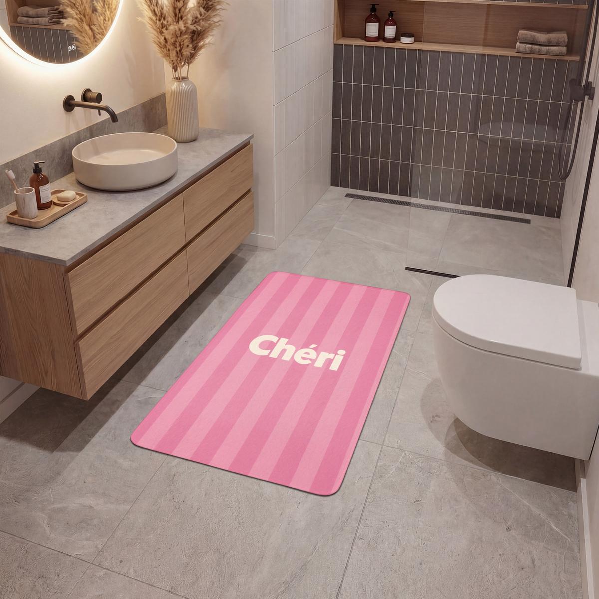 BADEMATTE Gestreift - Rosa - Chéri 60x90 cm - Pink, Textil (60/90cm) - OnlyWow