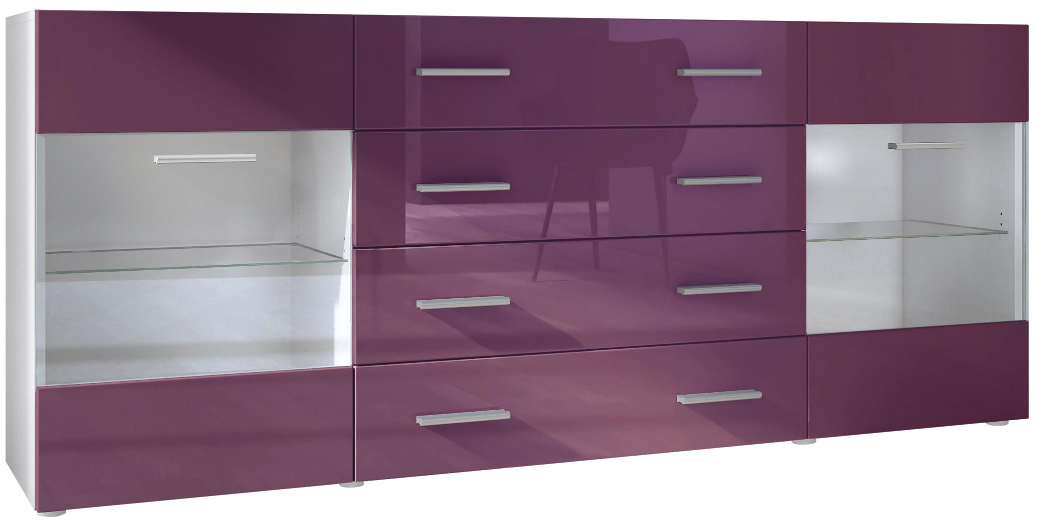 SIDEBOARD Carlos Brombeer Hochglanz - Brombeere, Holzwerkstoff (166/72/35cm) - Vladon