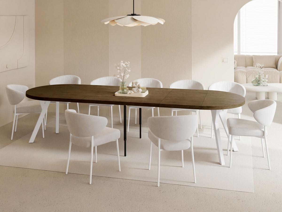 ESSTISCH Twixy XXL groß rund oval ausziehbar, Eiche Braun Rustikal 100-300/100/76 cm - Alteiche/Weiß, Holz/Holzwerkstoff (100/300/76cm) - WFL GROUP