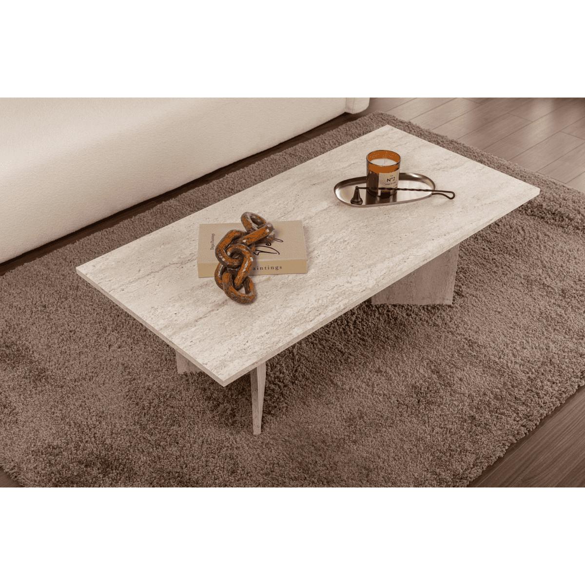 COUCHTISCH mit rechteckiger Platte 119/60/40 cm - Hellbraun, Holzwerkstoff (65/60/40cm) - Calicosy