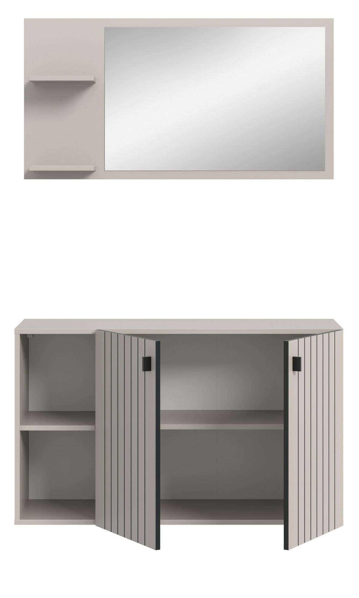GARDEROBEN-SET 2-teilig Kaschmir 106 cm, Garderobenkombination hängend - Kaschmir/Schwarz, Glas/Holzwerkstoff (106/192/37cm) - Inn.Furn