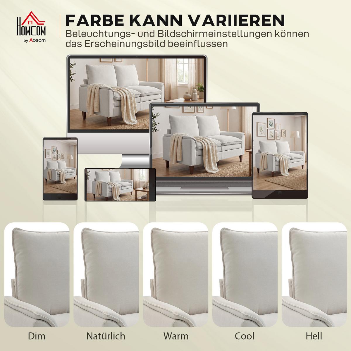 2-SITZER-SOFA Chenille Cremeweiß - Creme, Textil (84/95/146cm) - HOMCOM