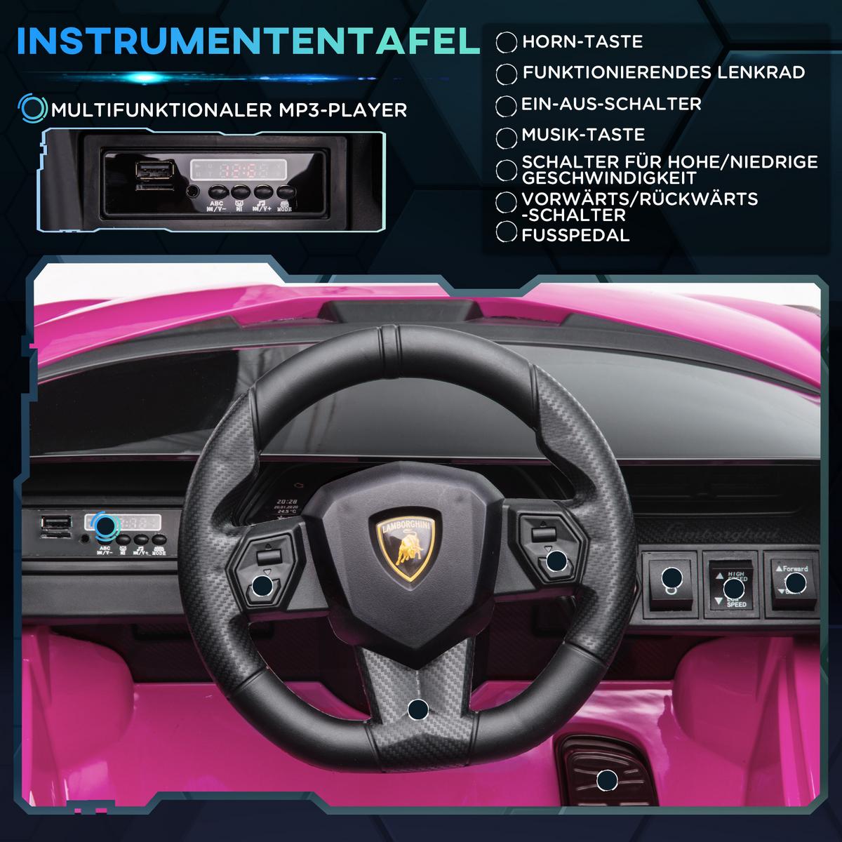 KINDERFAHRZEUG SUV-Auto-Spielzeug mit Fernbedienung Musik Rosa - Hellrosa, Metall (108/62/40cm) - HOMCOM