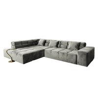 ECKSOFA MIT MOTORISCHEM SITZVORZUG NEVADA Silber Velvet Relaxfunktion - Silberfarben/Schwarz, Textil (319/215cm) - KAWOLA