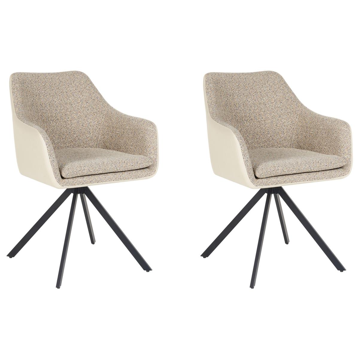 ESSZIMMERSTUHL 2er-Set Taupe Lithia - Taupe/Schwarz, Textil (58/86/63cm) - Beliani