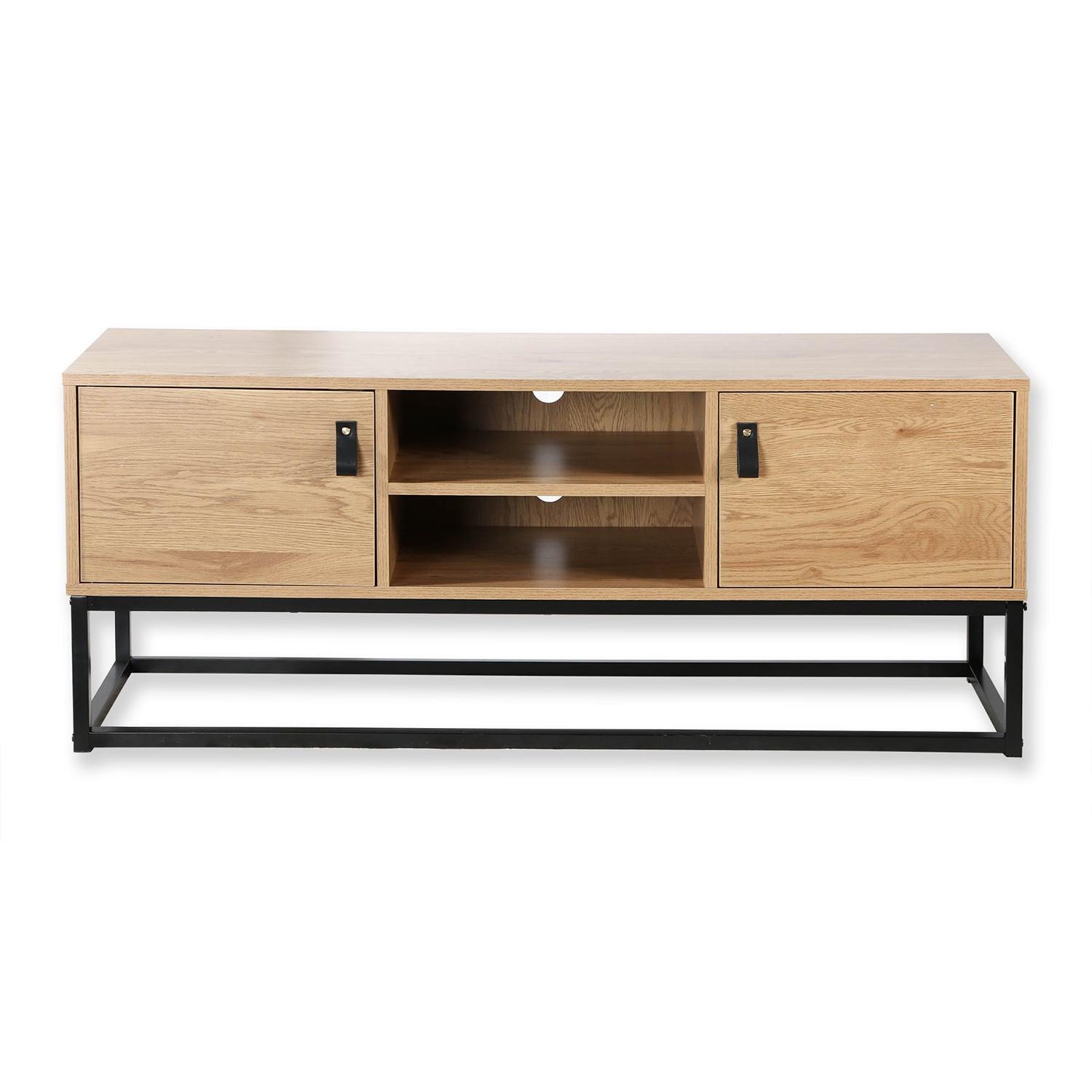 TV-MÖBEL Eiche Dekor 2 Türen und zentrale Ablage - L120 cm - Nussbaumfarben, Holzwerkstoff (122/48/122cm) - Calicosy