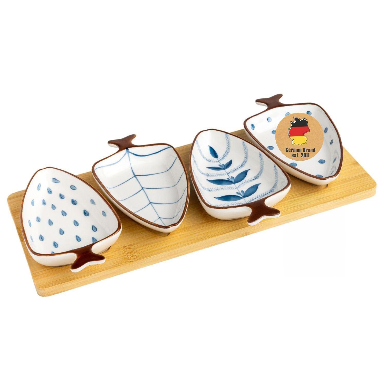 DIP SNACK SCHALEN SET aus Keramik(4er-Set) - Weiß, Keramik (33.6/15/18cm) - Intirilife