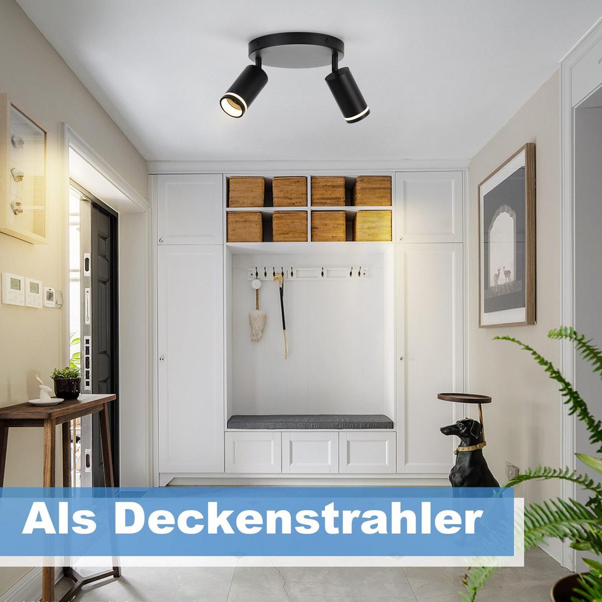 DECKENSTRAHLER Heilbronn 2-flammig 20/20/17 cm - Schwarz, Metall (20/20/17cm) - Nettlife