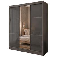 SCHWEBETÜRENSCHRANK Viva 180/216/61 Graphit mit Lacobel-Glas - Graphitfarben, Holzwerkstoff (180/216/61cm) - Beautysofa